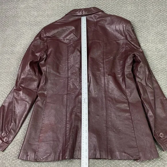 Vintage Wilsons Leather Jacket Blazer Men's 42 Fits 38-40 Burgundy Oxblood 70s - Picture 13 of 14